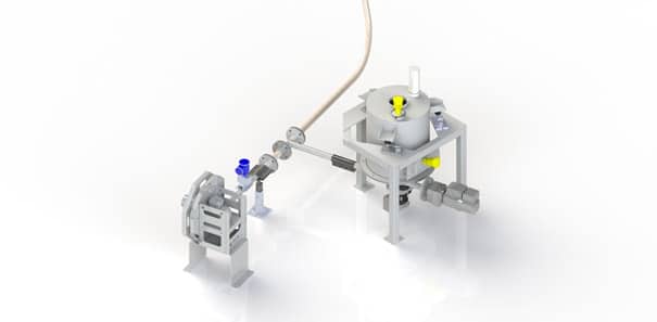 Gravimetric feeder to feed into a pneumatic conveyor